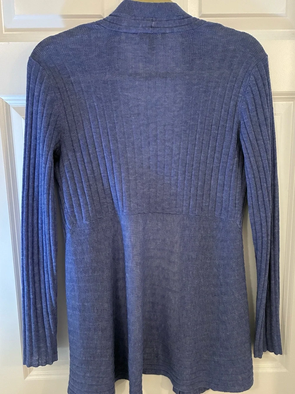 Eileen Fisher Soft Summer Blue Ribbed Open-Front Cardigan XS